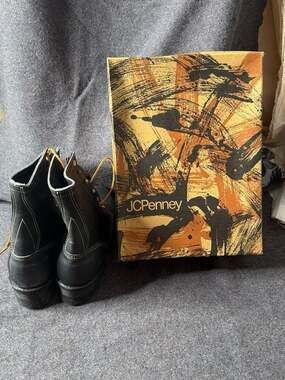 Vintage 1970s JCPenney Leather Logger Work Boots Size 8D